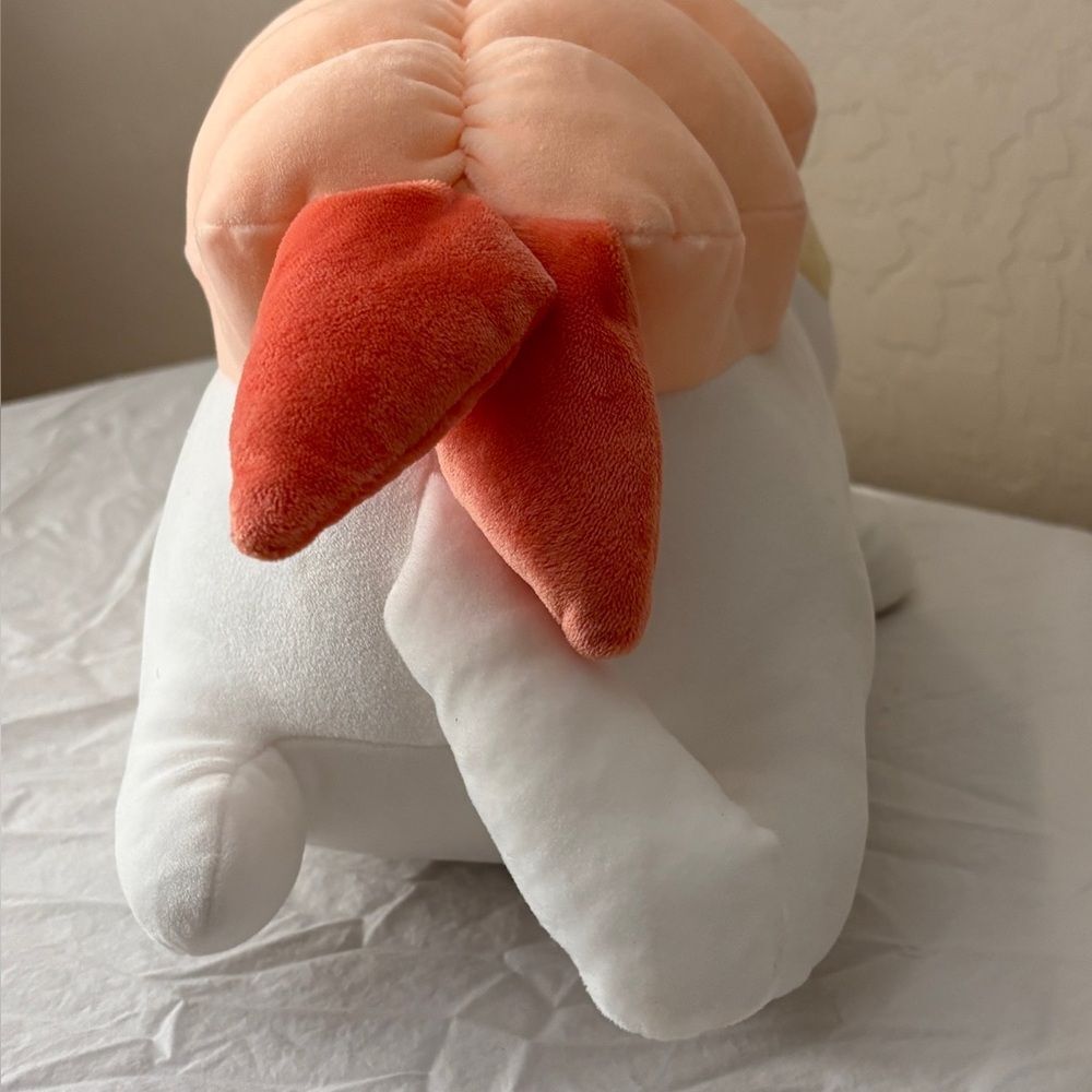 Sassy Shrimp Cat by Miniso White and Orange Stuffed Animal Toy Plush Angry Cat - Picture 7 of 7